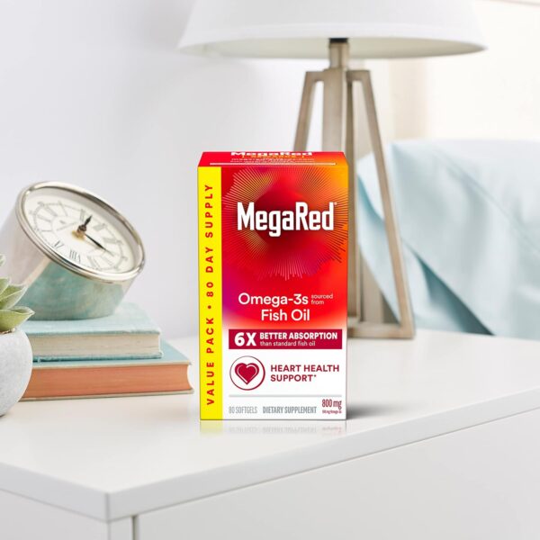 MegaRed 6X Advanced Absorption Omega 3 Fish Oil Supp. 500mg 80 Softgels - Image 12