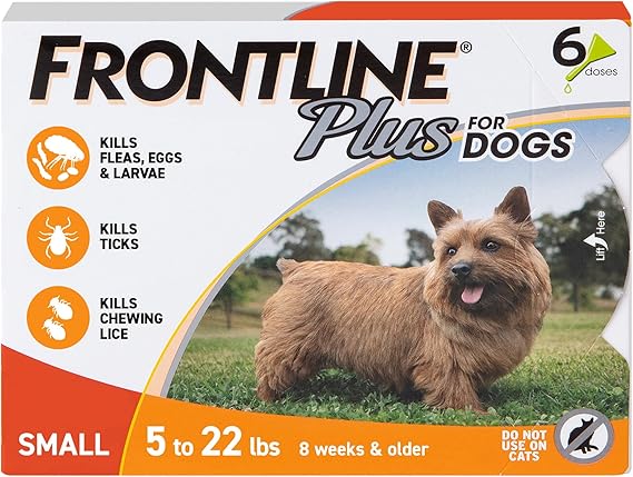 Frontline Plus Flea and Tick Treatment for Small Dogs 5-22 LBs 6 Doses