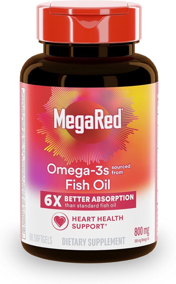 MegaRed 6X Advanced Absorption Omega 3 Fish Oil Supp. 500mg 80 Softgels - Image 19