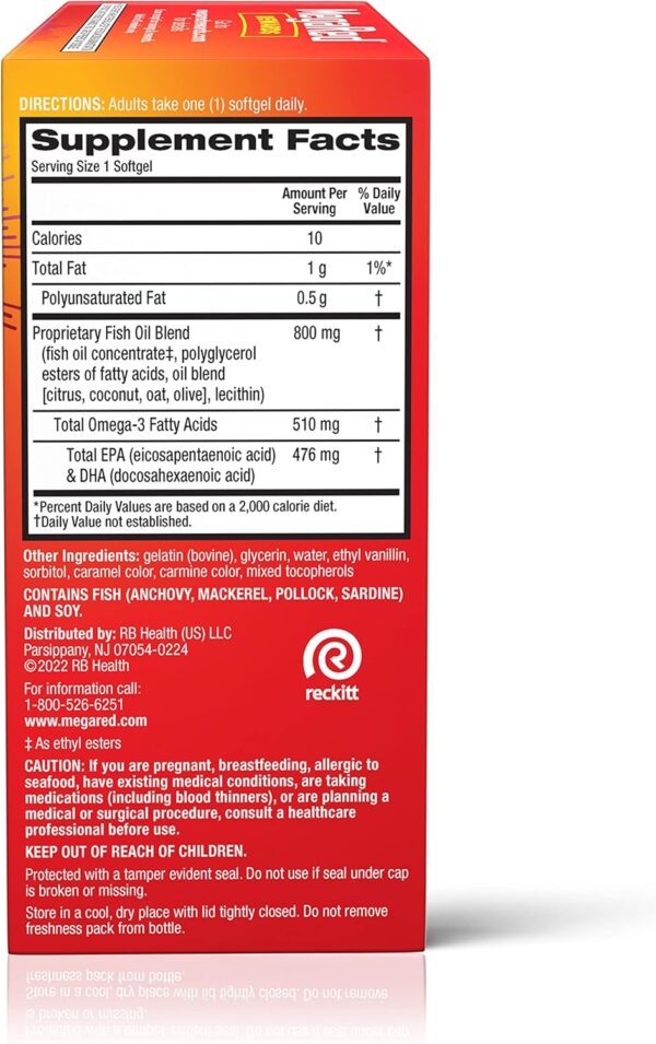 MegaRed 6X Advanced Absorption Omega 3 Fish Oil Supp. 500mg 80 Softgels - Image 16