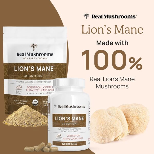 Lion's Mane, Mushroom Extract Powder, 120 Capsules - Image 6