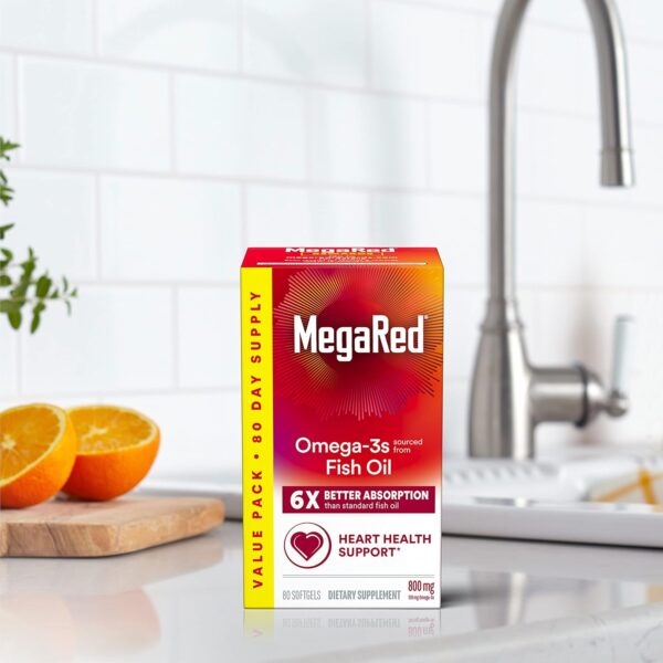 MegaRed 6X Advanced Absorption Omega 3 Fish Oil Supp. 500mg 80 Softgels - Image 11