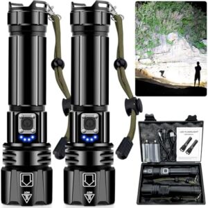 ANKRA High Lumen Rechargeable LED Flashlight-900000 XHP70.2, 10 Modes (2-Pack)