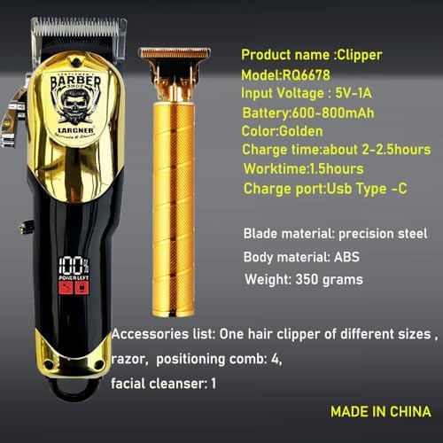 Hair Clippers for Men Professional-Rechargeable 3 Piece Barber Hair Cutting Kit LED Display Men's Grooming Kit - Image 2