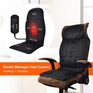 Electric Back Massager Chair Cushion, Infrared Heating Full-Body Vibrator Mat