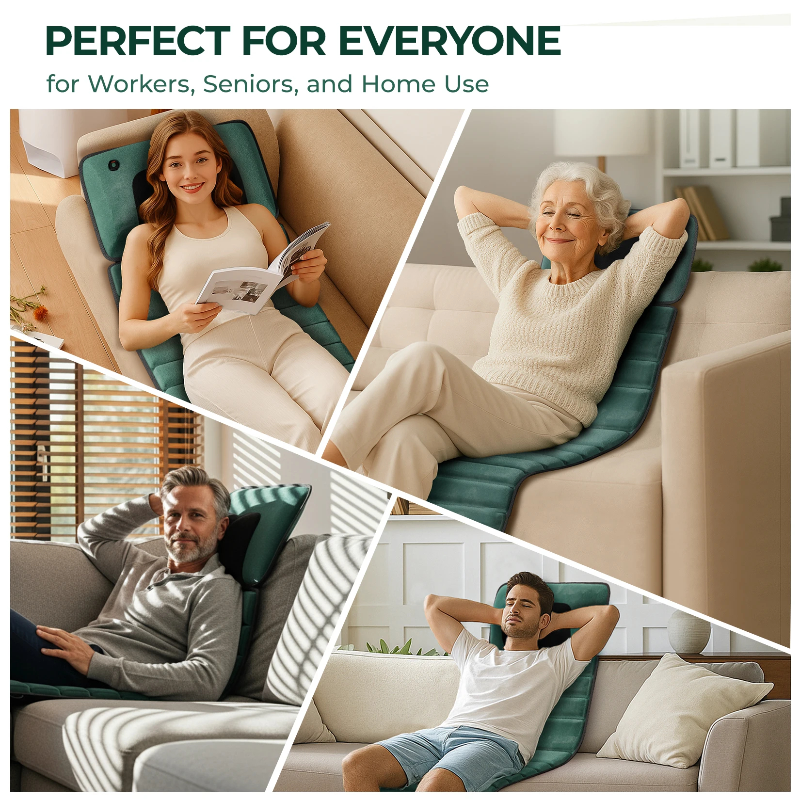 Full Body Massage Mat with Heat, Tissue Pain Relief,10 Vibrating Motors and 9 Speed Settings Relax - Image 5