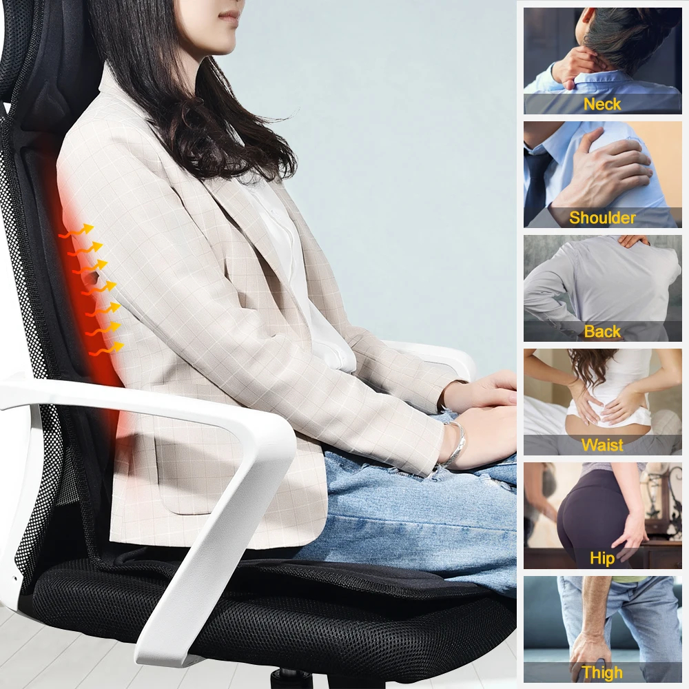 Electric Back Massager Chair Cushion, Infrared Heating Full-Body Vibrator Mat - Image 3