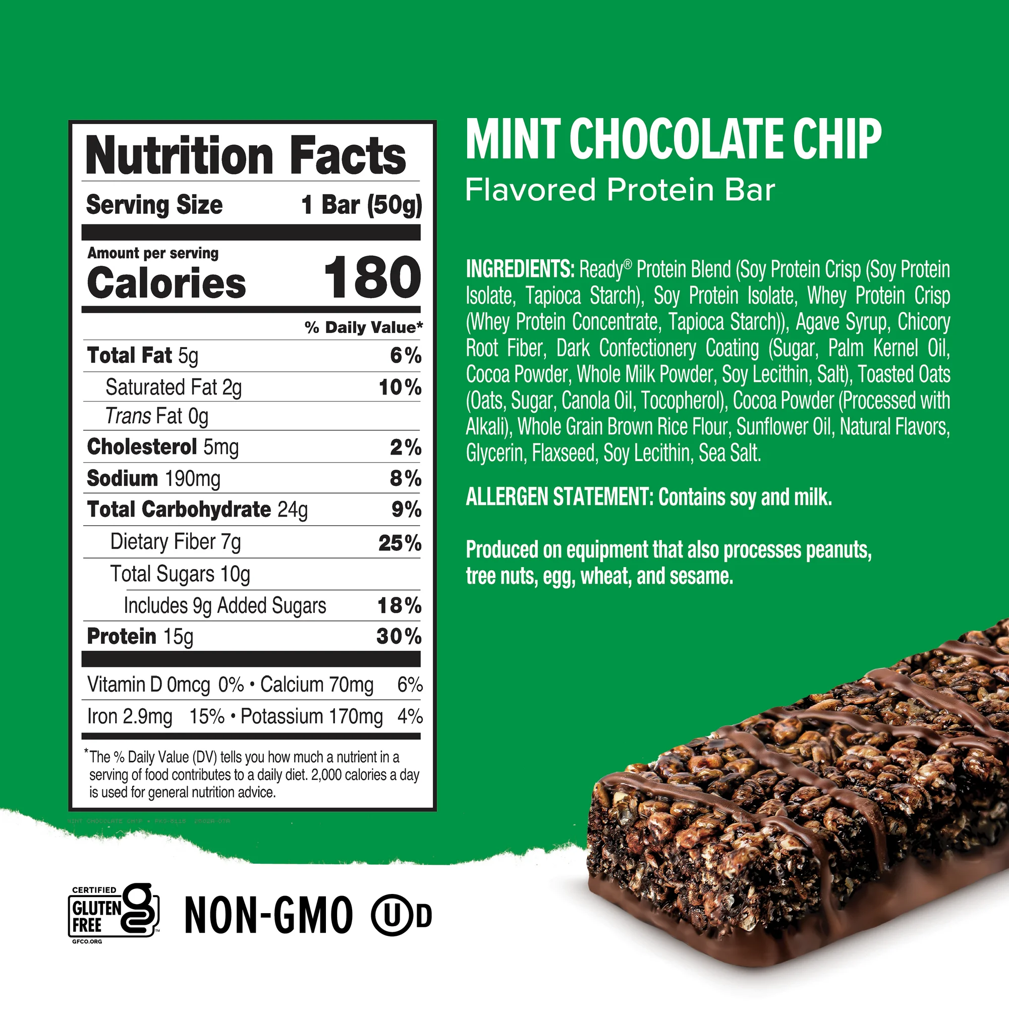 Ready® Protein Bar, Mint Chocolate Chip 5 Count Bars - Image 4