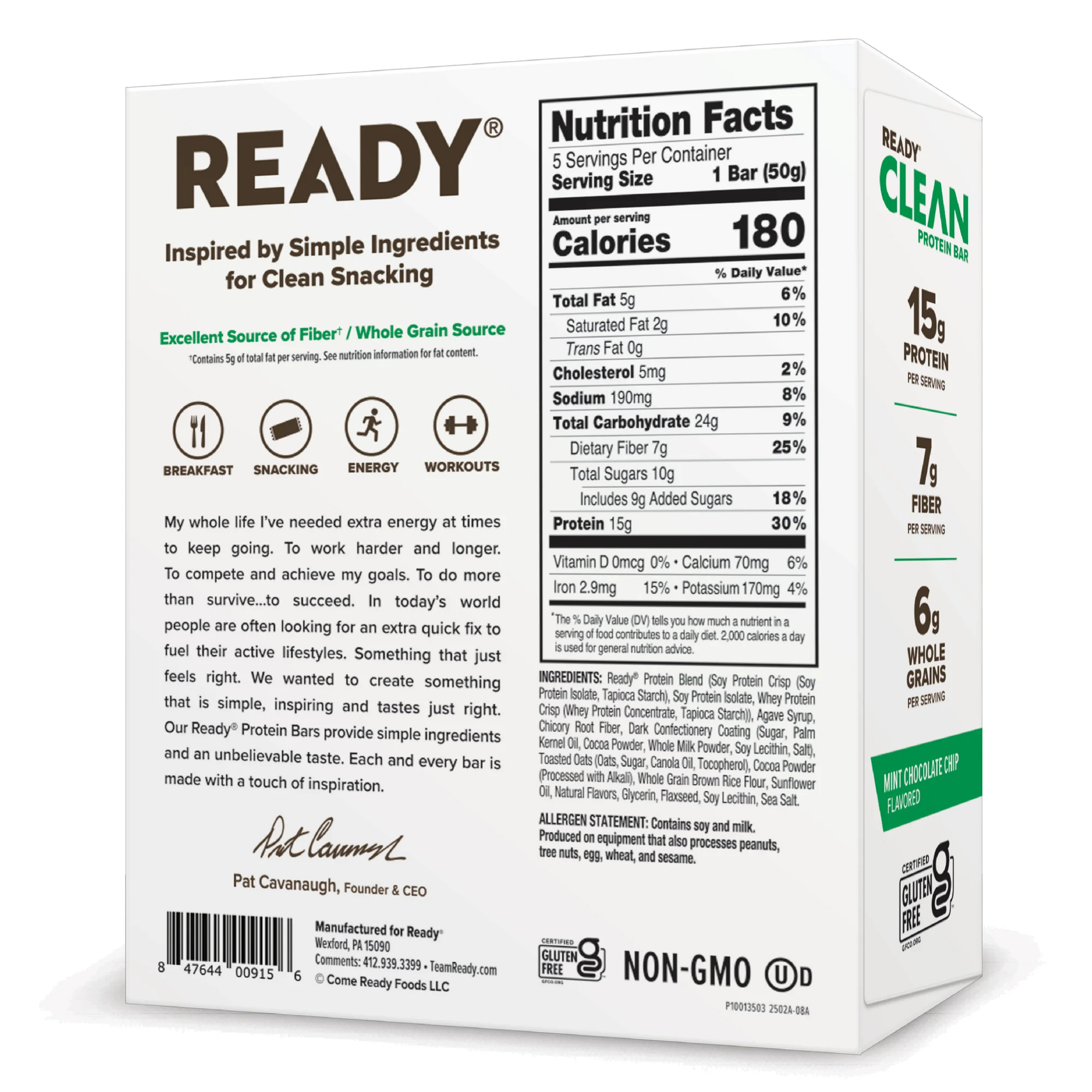 Ready® Protein Bar, Mint Chocolate Chip 5 Count Bars - Image 6