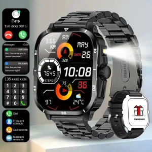 Men'S Smart Watch with Wireless Calling, Dual Straps Stainless Steel